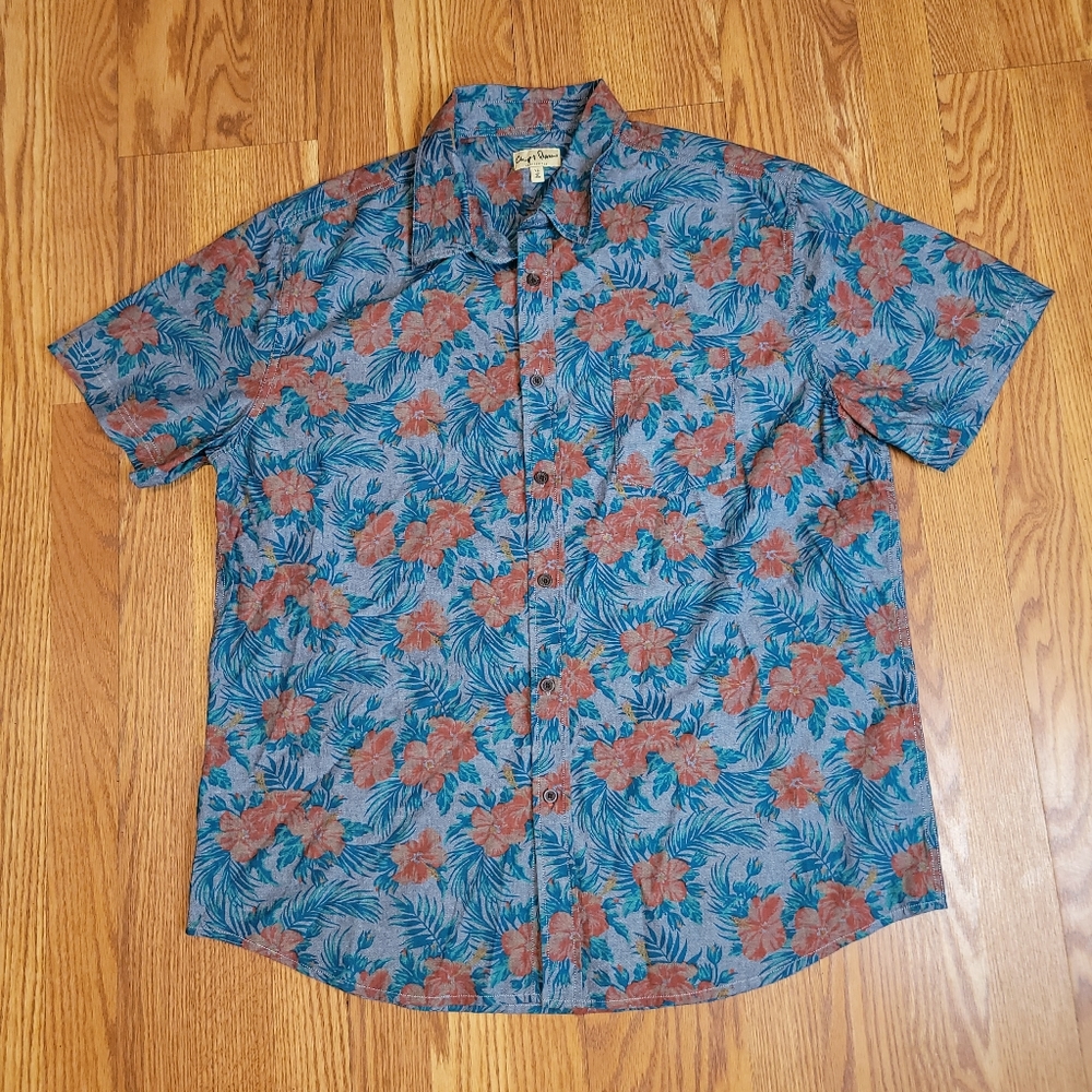 Chip & Pepper California Short Sleeve Button Up Shirt Mens XL Hula Graphic EUC